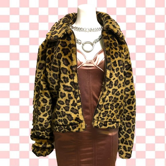 Vintage Cropped Faux Leopard Coat - Picture 1 of 2